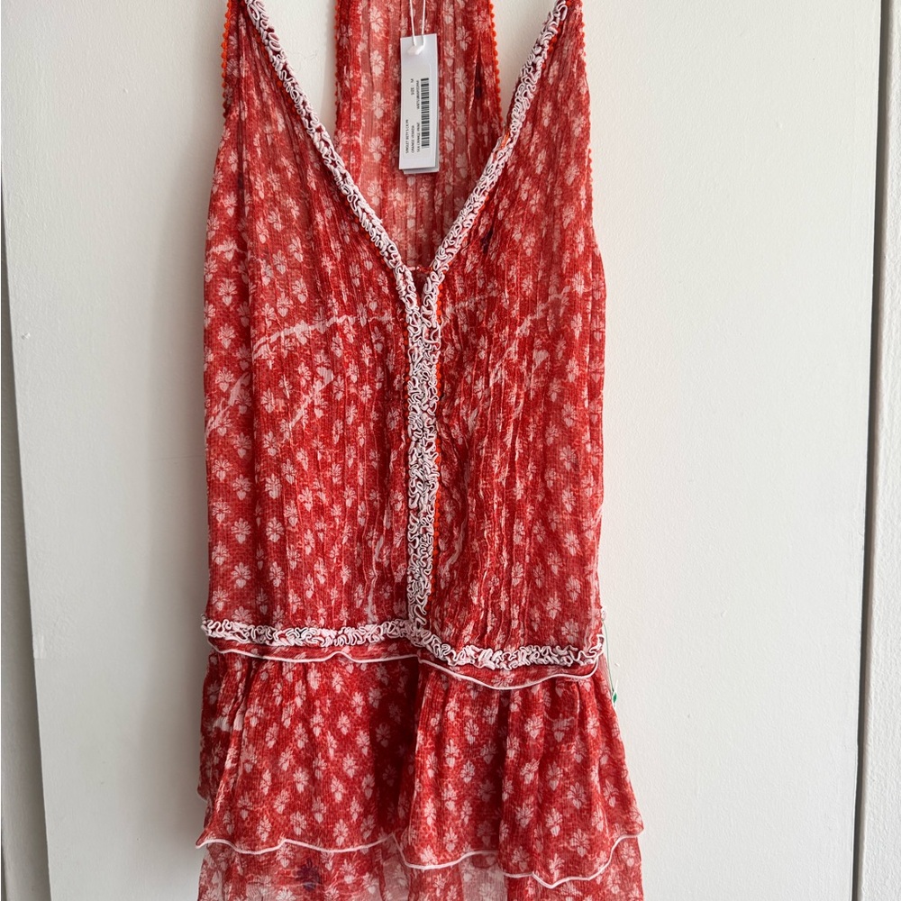 Poupette St. Barth Singlet Betty Red Floral Top - size M